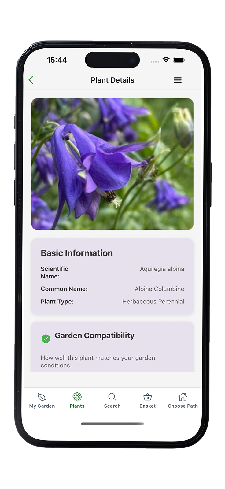GardenPal filter plants screen