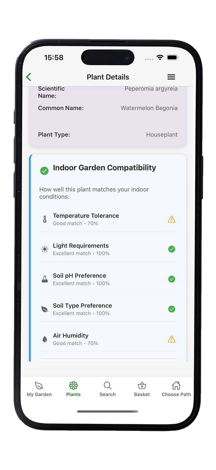 GardenPal plant comparisons